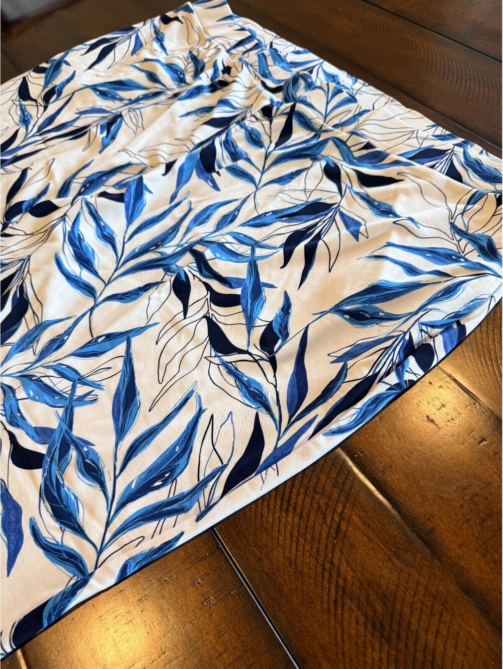 Susan Graver LK Fusion Ava Printed Slim Pedal Pusher Pants White Blue Petite 4X